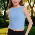 thumbnail image 1 of HAOTAGS Big Girls Ribbed Tank Top Casual Sleeveless Round Neck Summer Top Blue Size 14 Years, 1 of 8
