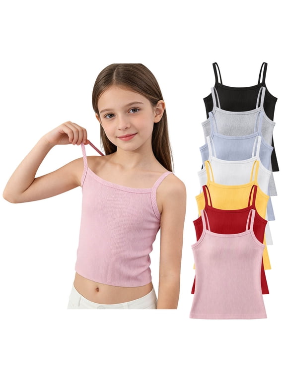 Big Girls Summer Tank Top(7-13) Casual Loose-Fit Sleeveless Undershirts Pink Size 7-8 Years