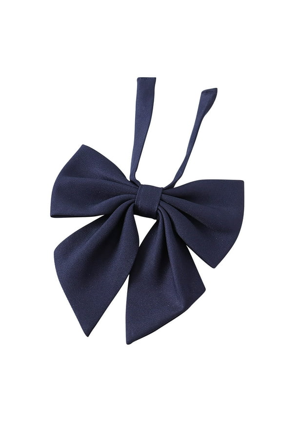 Bow Ties for Girls, Student School Uniform Accessory College Style Solid Causal Necktie Cummerbund Navy Free Size