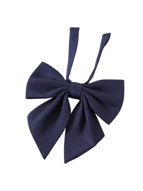 Bow Ties for Girls, Student School Uniform Accessory College Style Solid Causal Necktie Cummerbund Navy Free Size