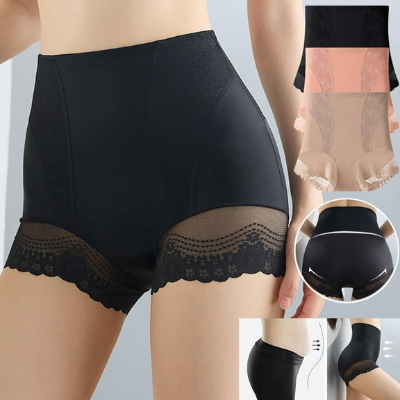 HAOTAGS Boy Shorts for Women,High Waist Stretchable Breathable Lace Brief Panties Black M