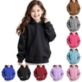 thumbnail image 1 of HAOTAGS Boys And Girls Casual Long Sleeve Hooded Sweatshirts Fleece-Lined Oversized Hoodies With Kangaroo Pocket For Kids Black Size 12, 1 of 9