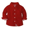 thumbnail image 1 of HAOTAGS Boys Button UP Shirts, Long Sleeve With Chest Pocket Lightweight School Uniform Shirts Wine 6 Months, 1 of 6