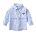 thumbnail image 1 of HAOTAGS Boys Button Up Polo Shirt,Striped School Uniform Long Sleeve Autumn Casual Tops Blue 6-7 Years, 1 of 9