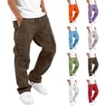 thumbnail image 1 of HAOTAGS Boys Cargo Pants with Pockets, Elastic Waist Solid Color Casual Sweatpants Brown Size 9, 1 of 8
