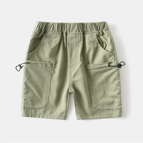 HAOTAGS Boys Cargo Shorts(2-8Years), Summer Casual Outdoor Sport Shorts Elastic Waist Boys Shorts Green 6 Years