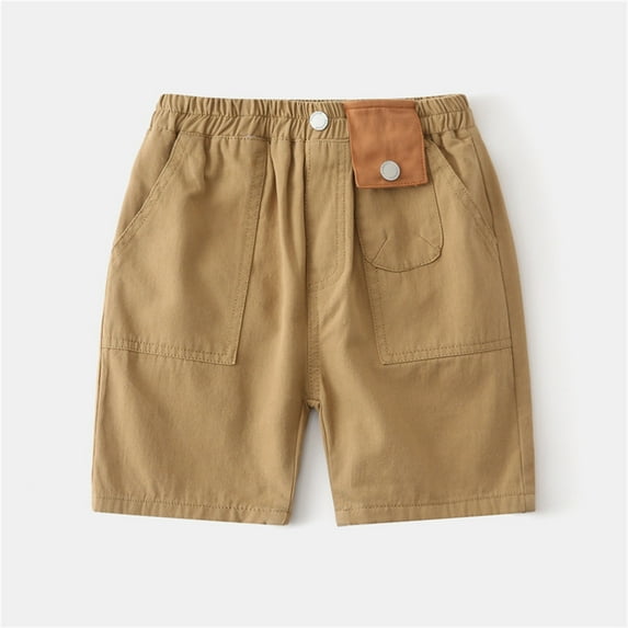 HAOTAGS Boys Cargo Shorts(2-8Years), Summer Casual Outdoor Sport Shorts Elastic Waist Boys Shorts Khaki 3 Years