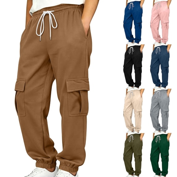 HAOTAGS Boys Cargo Sweatpants (5-15) Comfortable Casual Running Sports Cargo Pants Gray Size 9