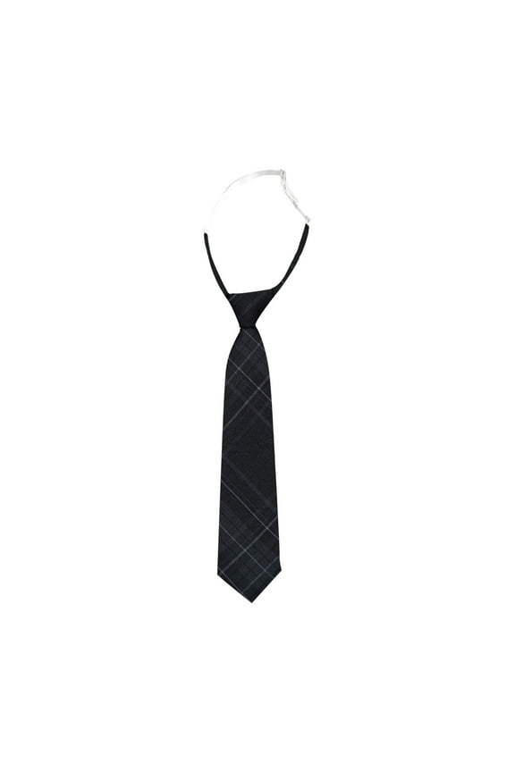 Boys Checkered Tie, Academic School Uniform Bowtie Casual Preppy Necktie Black Free Size