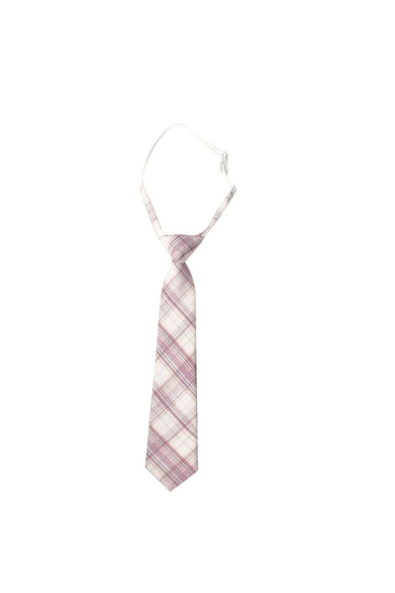 Boys Checkered Tie, School Uniform Academic Bowtie Casual Preppy Necktie Pink Free Size