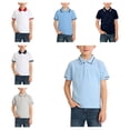 thumbnail image 1 of HAOTAGS Boys Classic Striped Polo Shirts,Button Placket Tee Short Sleeve Soft Cotton First Day Of School Tees Blue 11-12 T, 1 of 4