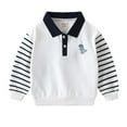 thumbnail image 1 of HAOTAGS Boys Color Block Polo,Stand Collar Fake Two-Piece School Uniform Button Up Polo Tops Silver 18-24 Months, 1 of 3