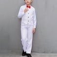 thumbnail image 1 of HAOTAGS Boys Formal Suit Outfit Sets, Long Sleeve Shirts Bow Tie with Long Pants Performance Outfits White 5-6T, 1 of 4