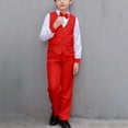 thumbnail image 1 of HAOTAGS Boys Formal Suit Outfit Sets, with Long Pants Bow Tie Long Sleeve Shirts Performance Outfits Red 9-10 Years, 1 of 4