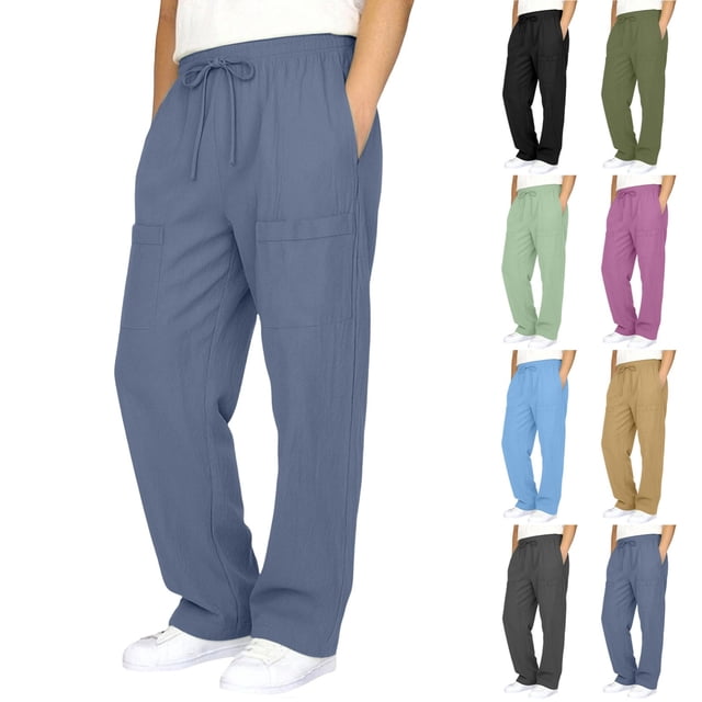 HAOTAGS Boys Girls Cargo Pants,Drawstring Casual Summer with Multiple Pockets Summer Pants Purple 9 T