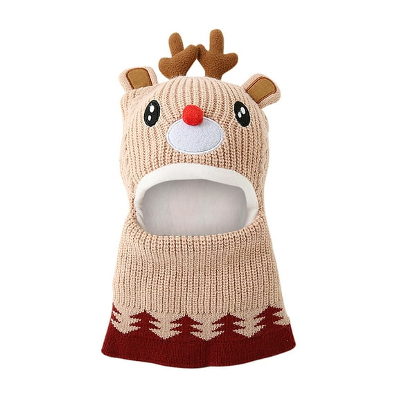 HAOTAGS Boys Girls Christmas Cloth Cap,Warm Comfort Thick Protector Head Cap for Girls Boys Beige Free Size