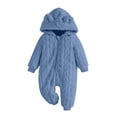 thumbnail image 1 of HAOTAGS Boys Girls Jumpsuits, Hooded Onesie Fleece Winter Warm Romper with Bear Ears, 1 of 9