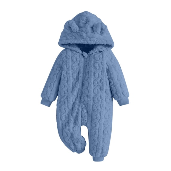 HAOTAGS Boys Girls Jumpsuits, Hooded Onesie Fleece Winter Warm Romper with Bear Ears