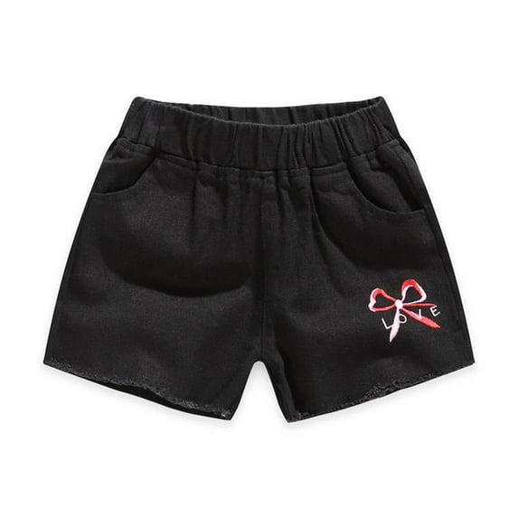 HAOTAGS Boys Girls Outerwear Shorts,Elastic Waist Summer Wearable Print Casual Shorts for Kids Black 9 T