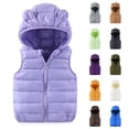 thumbnail image 1 of HAOTAGS Boys Girls Outerwear Vests,Warm Sleeveless Thick Hooded Winter Vest Purple 2-3Years, 1 of 3