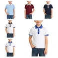 thumbnail image 1 of HAOTAGS Boys Girls Polo Shirts,Button Down Collar Short Sleeve School Uniform Pullover Casual Tees Light Blue 5-6 T, 1 of 4