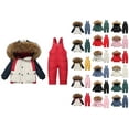 thumbnail image 1 of HAOTAGS Boys Girls Ski Jacket and Snowbib Snowsuit Set, 2 Piece Zip Up Jacket and Overall Snowsuit Set Red 1-2Years, 1 of 4