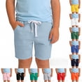 thumbnail image 1 of HAOTAGS Boys Girls Summer Cotton Shorts(1-11), Elastic Waist with Drawstring Sport Shorts White 0-1Years, 1 of 7