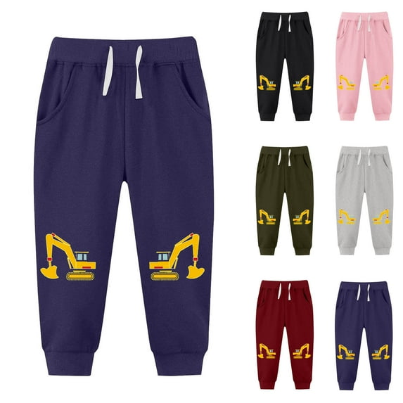 HAOTAGS Boys Girls Sweatpants(2-13), Casual Graphic Print Fall Winter Thickened Fleece Warm Sport Joggers Green 2-3Years