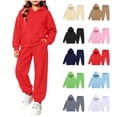 thumbnail image 1 of HAOTAGS Boys Girls Sweatsuit Set,2-Piece Hoodie Zip Up with Jogger Pants Fall Winter Fleece Lined Sets Red Size 7, 1 of 7