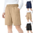 thumbnail image 1 of HAOTAGS Boys Girls Uniform 5" Shorts (4-15), Lightweight Summer School Pants Elastic Waist Unisex Thin Knee-Length Trousers Black 5-6 Years, 1 of 7
