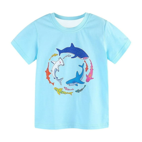 HAOTAGS Tees for Toddler Boys,Summer Cottton Crewneck Casual Lightweight Tops for Kids Light Blue 3T