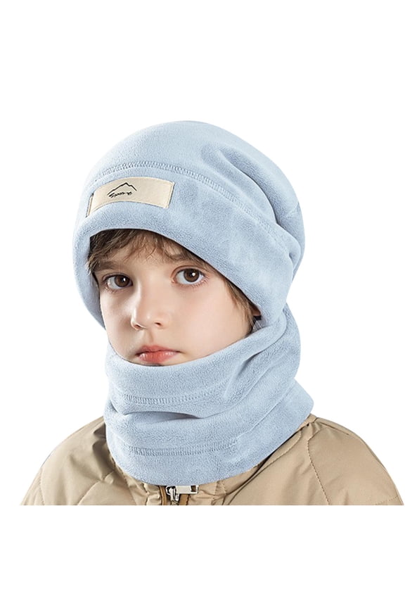 Boys Hat Scarf Set,Knit Hat Scarf Combo Neck Warmer Winter Kid Cap Set Light Blue Free Size