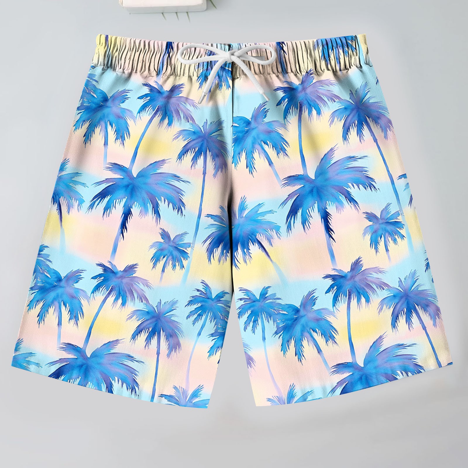 HAOTAGS Boys Hawaiian Beach Shorts（7-14） Casual Elastic Waist Graphci Print Quick Dry Swim Trunks Purple Size 7 Years