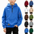 thumbnail image 1 of HAOTAGS Boys Hooded Sweatshirt (4-15) Soft Warm Long Sleeves Quater Zipper Pockets Sport Hoodie Blue Size 8, 1 of 9