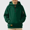 thumbnail image 1 of HAOTAGS Boys Hooded Sweatshirt (4-15) Soft Warm Long Sleeves Quater Zipper Pockets Sport Hoodie Green Size 10, 1 of 9