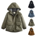 thumbnail image 1 of HAOTAGS Boys Hooded Winter Coats(3-13), Large Pocket With Thick Windproof Warm Zip Up Jacket Long Sleeve Parkas For Kids Navy 12-13Years, 1 of 5