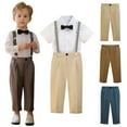 thumbnail image 1 of HAOTAGS Boys Kids Dress Pants, Casual With Button Elastic Waist Formal Trousers Khaki 3-4T, 1 of 4