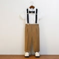 thumbnail image 1 of HAOTAGS Boys Kids Dress Pants, With Button Elastic Waist Casual Formal Trousers Coffee 3-4T, 1 of 4