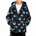 thumbnail image 1 of HAOTAGS Boys Lightweight Jacket (1-9) Full Zip Windproof Graphic Printed Windbreaker Black Size 2T, 1 of 9