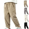 thumbnail image 1 of HAOTAGS Boys School Pants (1-10) Elastic Waist Pocket Casual Cotton Sports Pants White Size 3T, 1 of 6