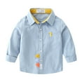 thumbnail image 1 of HAOTAGS Boys School Uniform Polos,Long Sleeve Solid Stand Collar Autumn Tops Light Blue 4-5Years, 1 of 6