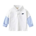 thumbnail image 1 of HAOTAGS Boys School Uniform Polos Shirt,Button Up Stand Collar Fake Two-piece Causal Tops Shirt Khaki 2-3Years, 1 of 9