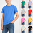 thumbnail image 1 of HAOTAGS Boys School Uniform T-shirts Solid - color Round - neck Short - sleeve Summee Comfortable Tees Mint Green Size 2T, 1 of 7