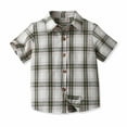thumbnail image 1 of HAOTAGS Boys Shirt Tops, Checkered Summer Breathable Cotton Shirts Gray 5-6 T, 1 of 8