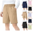 thumbnail image 1 of HAOTAGS Boys Shorts,School Uniform Elastic-Waist Summer Student Shorts Khaki 11-12 T, 1 of 8