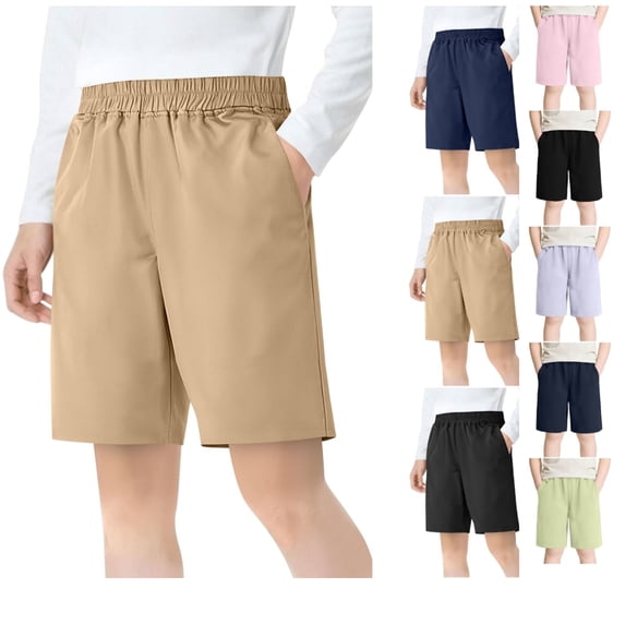HAOTAGS Boys Shorts,Summer School Uniform Elastic-Waist Student Shorts Navy 12-13 T