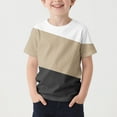 thumbnail image 1 of HAOTAGS Boys Summer Blouses, Round Neck Short-sleeve Color-block Print Casual Sportwear Tops Khaki 10-11 Years, 1 of 4