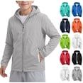 thumbnail image 1 of HAOTAGS Boys Sun Protection Jacket Lightweight Active Hooded Outdoor Cooling Shirt for Fishing Running Mint Green Size 3-4Years, 1 of 10