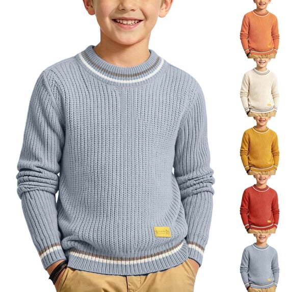 HAOTAGS Boys Sweater (0-11) Long Sleeved Thickened Knitted High Collar 100% Acrylic Pullover Red Size 8