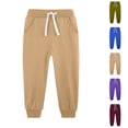 thumbnail image 1 of HAOTAGS Boys Sweatpants, Solid Color Fall Winter Elastic Warmth Cotton Pants Khaki 7 T, 1 of 5